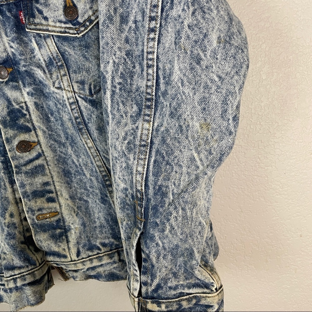 Levis Denim Bleached Jacket Vintage Size Large - Picture 3 of 10
